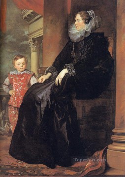 ジェノヴァの貴婦人と息子 バロック宮廷画家アンソニー・ファン・ダイク Oil Paintings